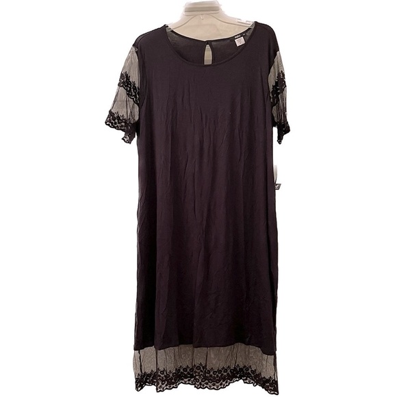𝅺ing Rayon Little Black Dress with Short Lace Sleeves Size 2X NWT - Picture 1 of 6